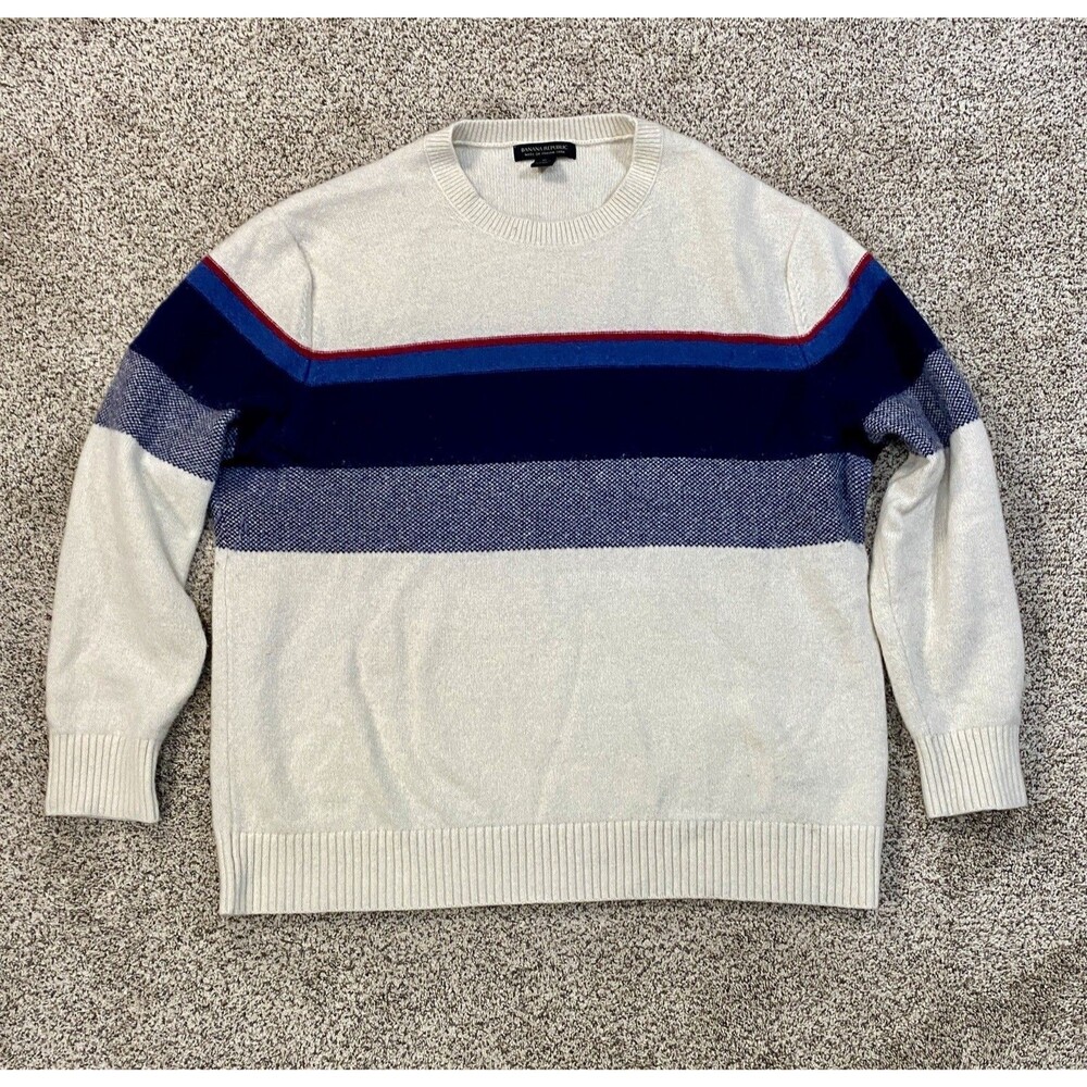 Vintage Banana Republic Sweater Mens XL Italian Yarn Wool Blend White